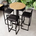 Ver imagem 1 de Conjunto Mesa Redonda Alta 4 Cadeiras Pequena Pinus Industrial Don Castro Decor Industrial