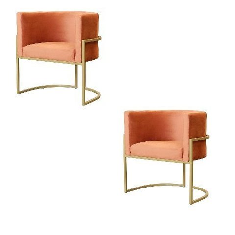 Kit 2 Poltrona Luana Veludo Terracota Base Dourada Luxo - Fm