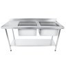 Bancada / Mesa Pia Em Aço Inox com Duas Cubas (50x40x25) A Direita E Prateleira (140x70x85) - 1