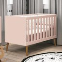 Ver imagem 2 de Berço Mini Cama Theo Retrô Rosa Fosco com Pés Amadeirado e Colchão D18 - Reller Móveis