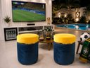 Ver imagem 3 de Puff Hexa Copa do Mundo Amarelo e Azul Cinta Superior Tecido Veludo - Let Móveis