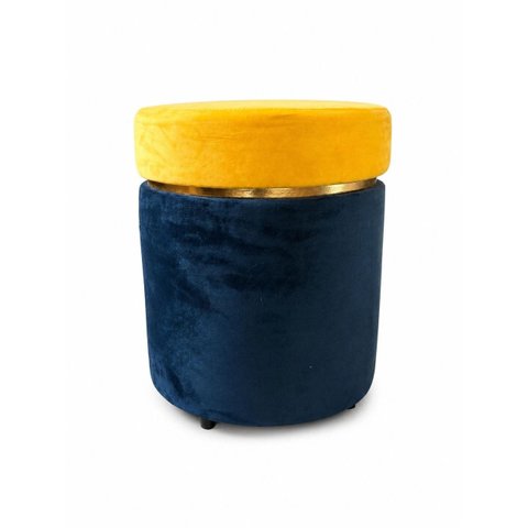 Puff Hexa Copa do Mundo Amarelo e Azul Cinta Superior Tecido  Veludo - Let Móveis