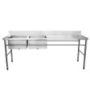 Ver imagem 1 de Bancada / Mesa Pia Em Aço Inox com Duas Cubas (56x34x14) A Esquerda (180x70x85)