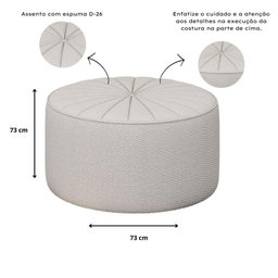 Poltrona Giratória C/ Puff, Almofada Ayla Boucle Orgânica - Larbelle Móveis - 6