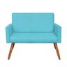 Kit Poltrona/Namoradeira Veludo Azul Turquesa Pés Palito - 4
