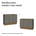 Ver imagem 5 de Conjunto Gabinete para Banheiro 110cm 3 Gavetas 3 Portas Rustic/cinza Vik Madesa 01