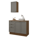 Ver imagem 2 de Conjunto Gabinete para Banheiro 110cm 3 Gavetas 3 Portas Rustic/cinza Vik Madesa 01