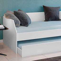 Sofá Cama Solteiro Duo com Cama Auxiliar em Mdf Reforçado 15mm Branco com 2 Colchões - 5
