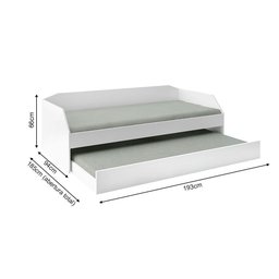 Sofá Cama Solteiro Duo com Cama Auxiliar em Mdf Reforçado 15mm Branco com 2 Colchões - 4