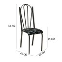 Ver imagem 2 de Kit 6 Cadeiras de Cozinha Alasca Estampado Preto Florido Pés de Ferro Cromo Preto - Pallazio