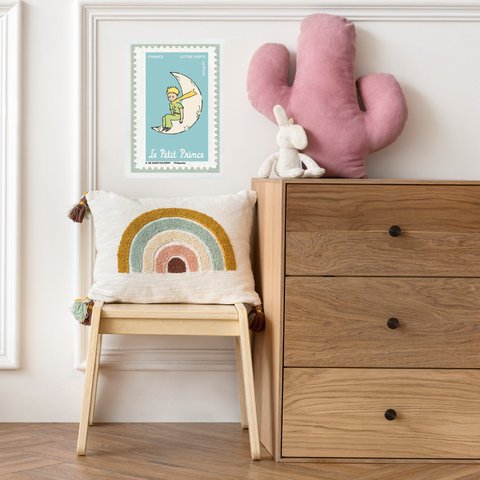 Quadro Infantil Pequeno Príncipe - Lua 45x34cm:moldura Branca