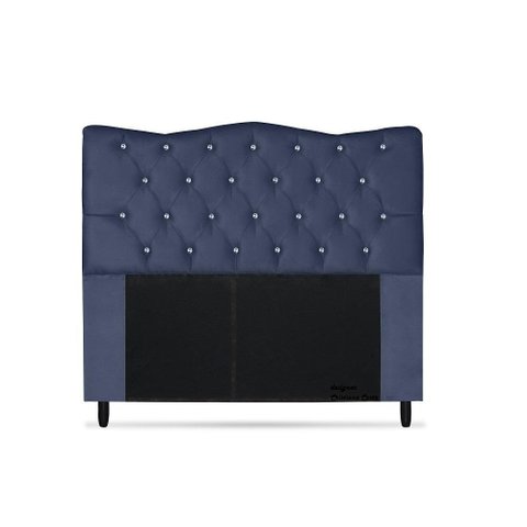 Cabeceira Dunas King Size 195cm com Strass Suede: Azul Marinho