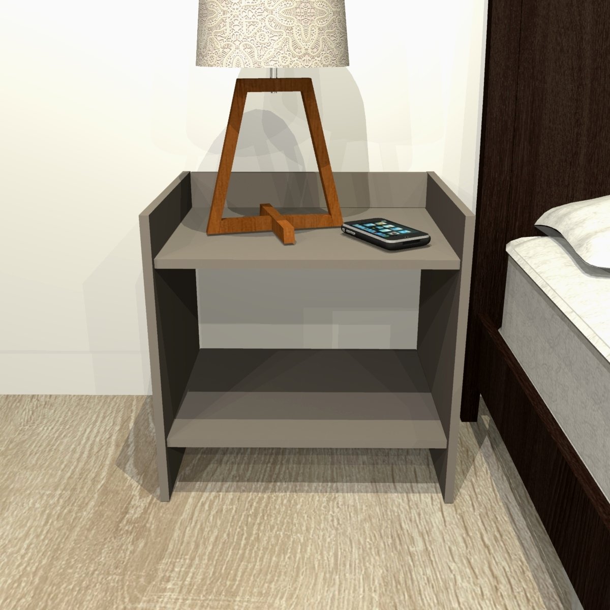 Mesa de Apoio Lateral Cama Quadrada Minimalista Mdf Cinza - 3