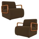 Ver imagem 1 de Poltrona Decorativa Orgânica para Sala Kit 2 Belarus K04 Veludo Marrom - Mpozenato