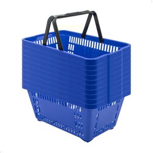 Kit com 10 Cestas de Compras Mercado Loja Azul