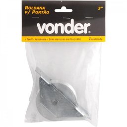 Roldana para portão 3" tipo V aço zincado caixa aberta com rebite Vonder - 2