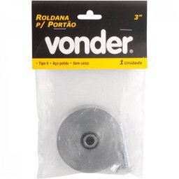 Roldana para portão 3" tipo V aço polido sem caixa Vonder - 2