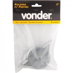 Roldana para portão 3" tipo V aço zincado caixa aberta com parafuso Vonder - 2