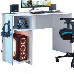 Mesa Gamer 2 Prateleiras Branco 3875 - Qmovi - 2