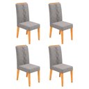 Ver imagem 1 de Conjunto Kit com 4 Cadeiras Estofadas para Sala de Jantar Yasmin MDF Cedro Linho Neblina DJ Móveis