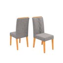 Ver imagem 3 de Conjunto Kit com 4 Cadeiras Estofadas para Sala de Jantar Yasmin MDF Cedro Linho Neblina DJ Móveis