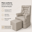 Ver imagem 6 de Poltrona de Amamentação com Puff Balanço Confortável Premium - Corino Bege
