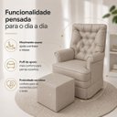 Ver imagem 5 de Poltrona de Amamentação com Puff Balanço Confortável Premium - Corino Bege