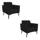 Ver imagem 1 de Kit 2 Poltronas Pés Villach Marisa Linho D03 - D\'rossi Cor A79 Preto