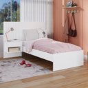 Ver imagem 1 de Cama Solteiro Zara Branco Madeirado - Robel Móveis