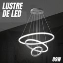 Ver imagem 3 de Lustre Pendente 3 Anéis Led Moderno Sala Mesa Cozinha Bivolt Cor:branco