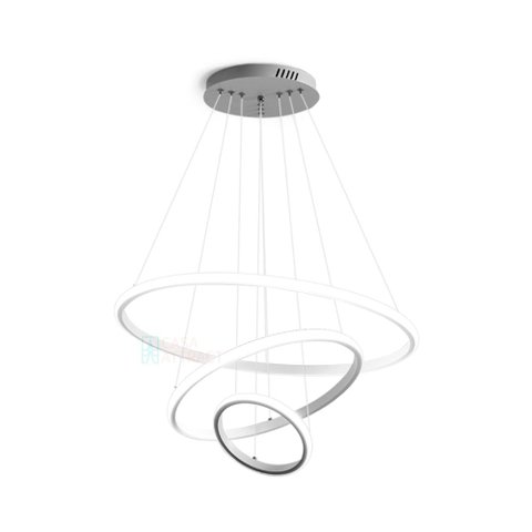 Lustre Pendente 3 Anéis Led Moderno Sala Mesa Cozinha Bivolt Cor:branco