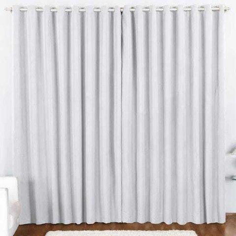 Cortina 3 Mts Sala Quarto Oxford Trilho Comum Baratissima Branco