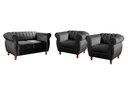 Ver imagem 1 de Conjunto Realeza Sofá com Poltronas Chesterfield Decoração Sala Recepção - Veludo Preto