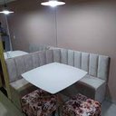 Ver imagem 1 de Conjunto Canto Alemão Baú Encosto Ripado Suede (1,20x1,50):vermelho