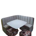 Ver imagem 3 de Conjunto Canto Alemão Baú Encosto Ripado Suede (1,20x1,50):vermelho