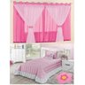 Kit Infantil para Quarto de Menina = Cortina Voal + Cobre Leito + Tapete Margarida - Rosa - 1