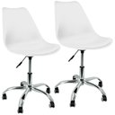 Ver imagem 1 de Kit 2 Cadeiras Leda Office Luisa Saarinen Estofada Base Giratória Cromada - Branca Branco