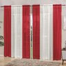 Cortina 3,00m X 2,50m Alt. Mayra Janela Sala Quarto Voal Liso e Xadrez Varão Vermelha - 1
