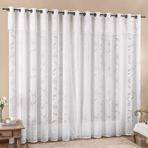 Cortina 2 Mts Sala Quarto Luna Renda para Varão Baratissima Branca