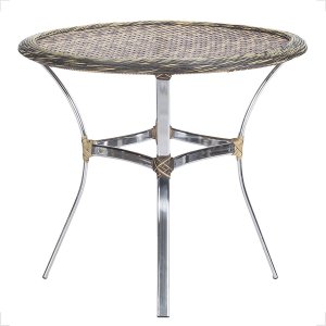 Mesa de Aluminio Polido e Tampo Tramado em Fibra Sintética para Jardim, Area Externa, Varanda - Capu