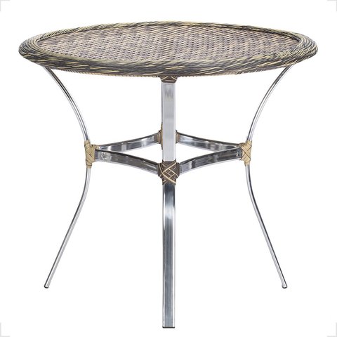 Mesa de Aluminio Polido e Tampo Tramado em Fibra Sintética para Jardim, Area Externa, Varanda - Capu