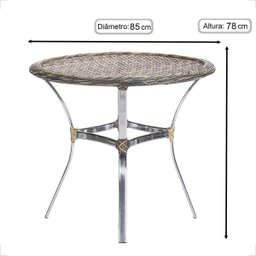 Mesa de Aluminio Polido e Tampo Tramado em Fibra Sintética para Jardim, Area Externa, Varanda - Capu - 2
