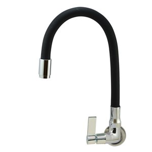 Torneira Para Cozinha Parede Bica Gourmet Flexível Preta