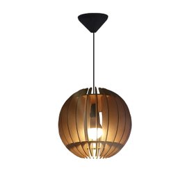Lustre Luminária Pendente de Madeira Mdf Mod. Globe - 2