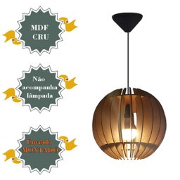 Lustre Luminária Pendente de Madeira Mdf Mod. Globe - 4