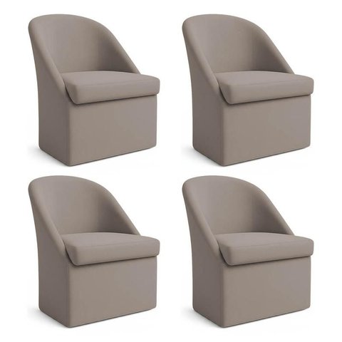 Kit 4 Poltronas Decorativas Malli Linho - Pallazio Cor:Cappuccino