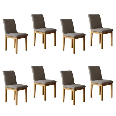 Kit 8 Cadeiras para Sala de Jantar com Pés Madeira Maciça Bella