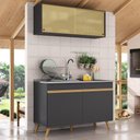 Ver imagem 3 de Armário de Cozinha Compacta 120cm Veneza Multimóveis V2140 Preto/Dourado
