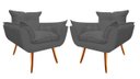 Ver imagem 1 de Kit 2 Poltronas Decorativa Opala Suede Cinza Pés Madeira Mz Decor