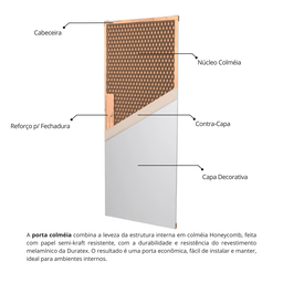 Kit Porta de Madeira Lisa 215x84cm com Batente de MDF Ultra 10cm Melamínico MGM - 13 Kit Porta de Madeira Lisa 215x84cm com Batente de MDF Ultra 10cm Melamínico MGM - 13